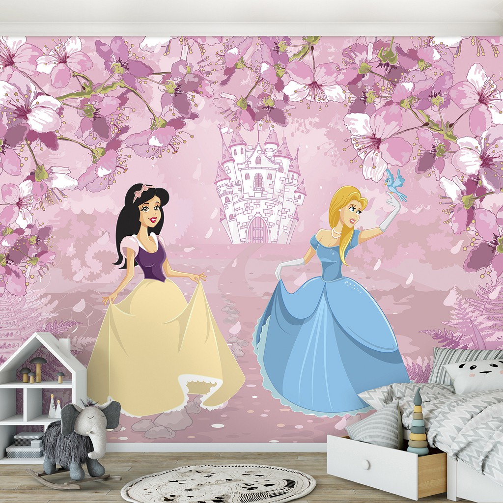 Казкові флізелінові фотошпалери Для дітей Принцеси Дівчатка (12531V)+клей