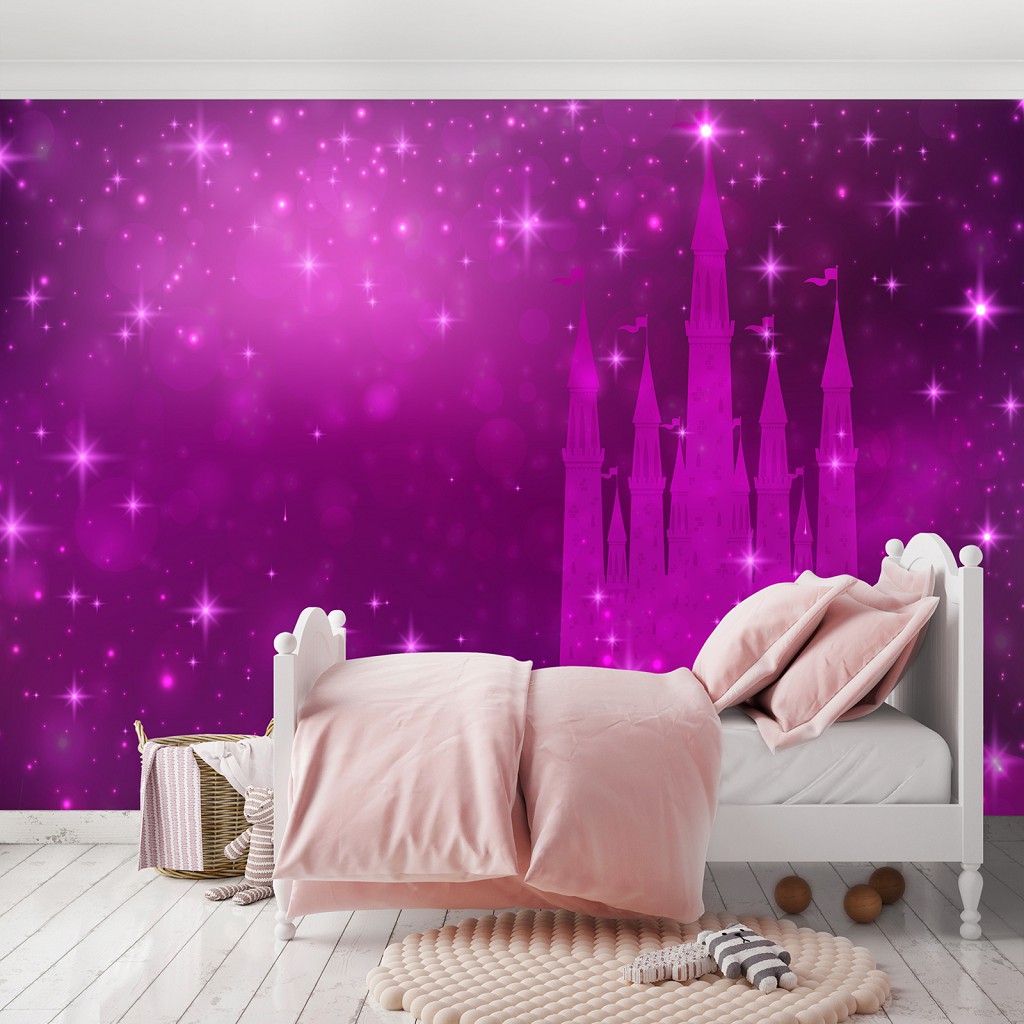 Флізелінові фотошпалери замок для дівчинки принцеси 254x184 см Рожевий палац (12538V4)+клей