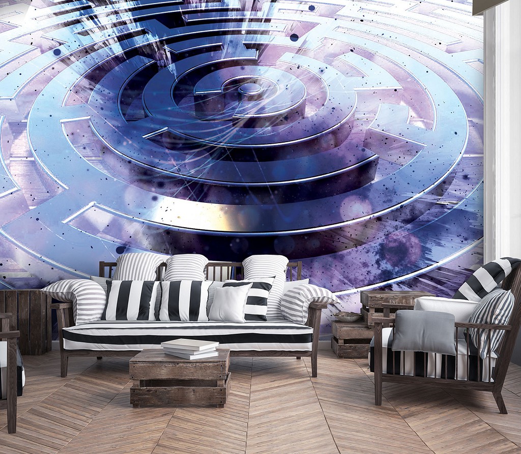 Флизелиновые фотообои 416x290 см 3д Темно синий лабиринт в отражении (12559VEXXXXL) +клей