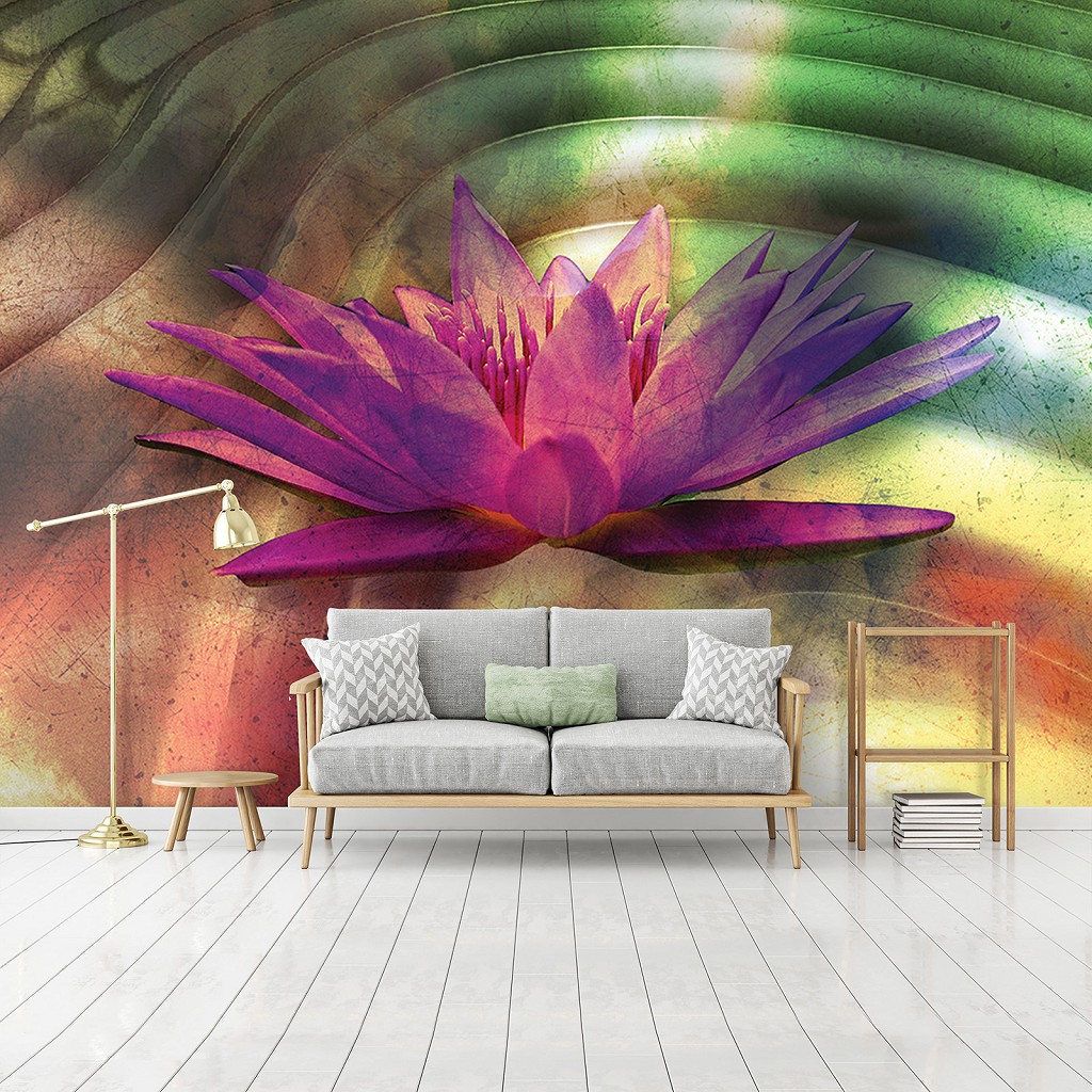 Флізелінові три де фото шпалери 254x184 см Квітка лілії на хвилях 3D (12571V4)+клей