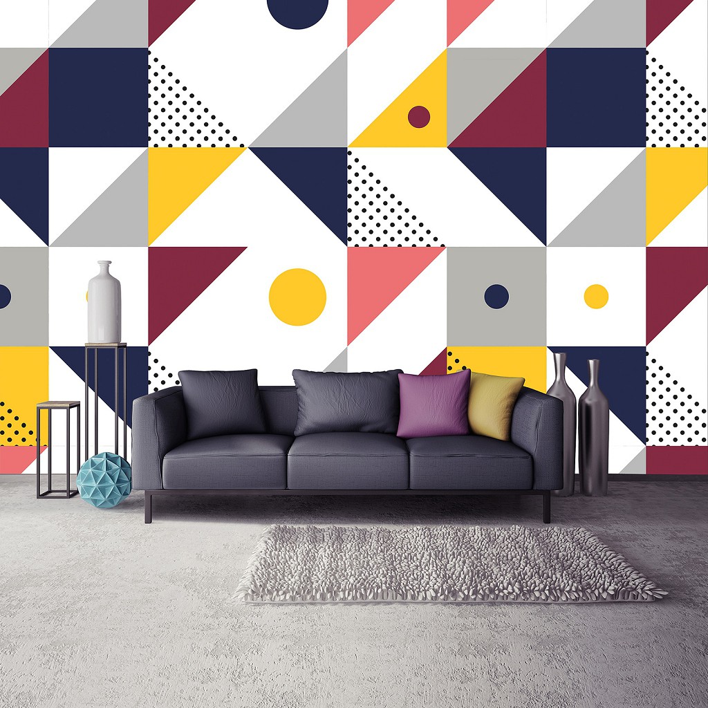 Абстракция флизелиновые фотообои на стену Поп-арт геометрические треугольники (12582V)+клей