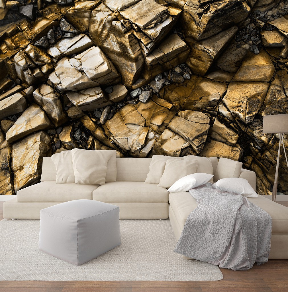 Сучасні флізелінові 3D фотошпалери Кам'яна Структура Скеля Лофт (12610V)+клей