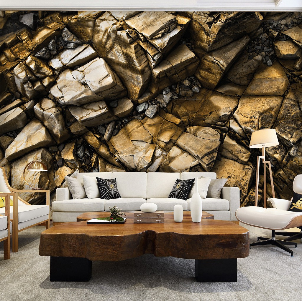 Искусство флизелиновые 3д фотообои 312x219 см Каменная Структура Скала Лофт (12610VEXXL) +клей