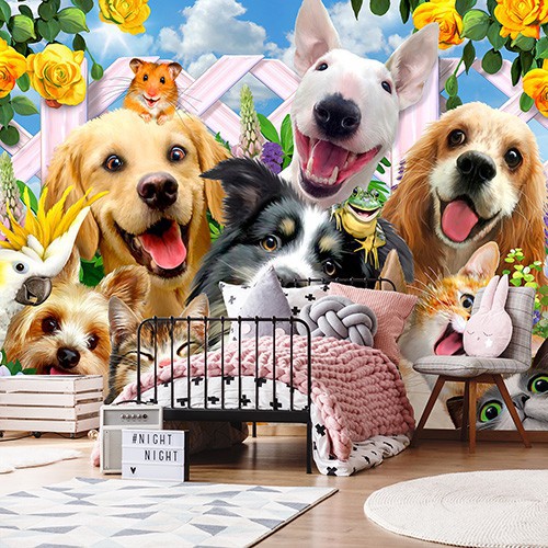 Флизелиновые фото обои милые животные 368х254 см Селфи (12872V8)+клей