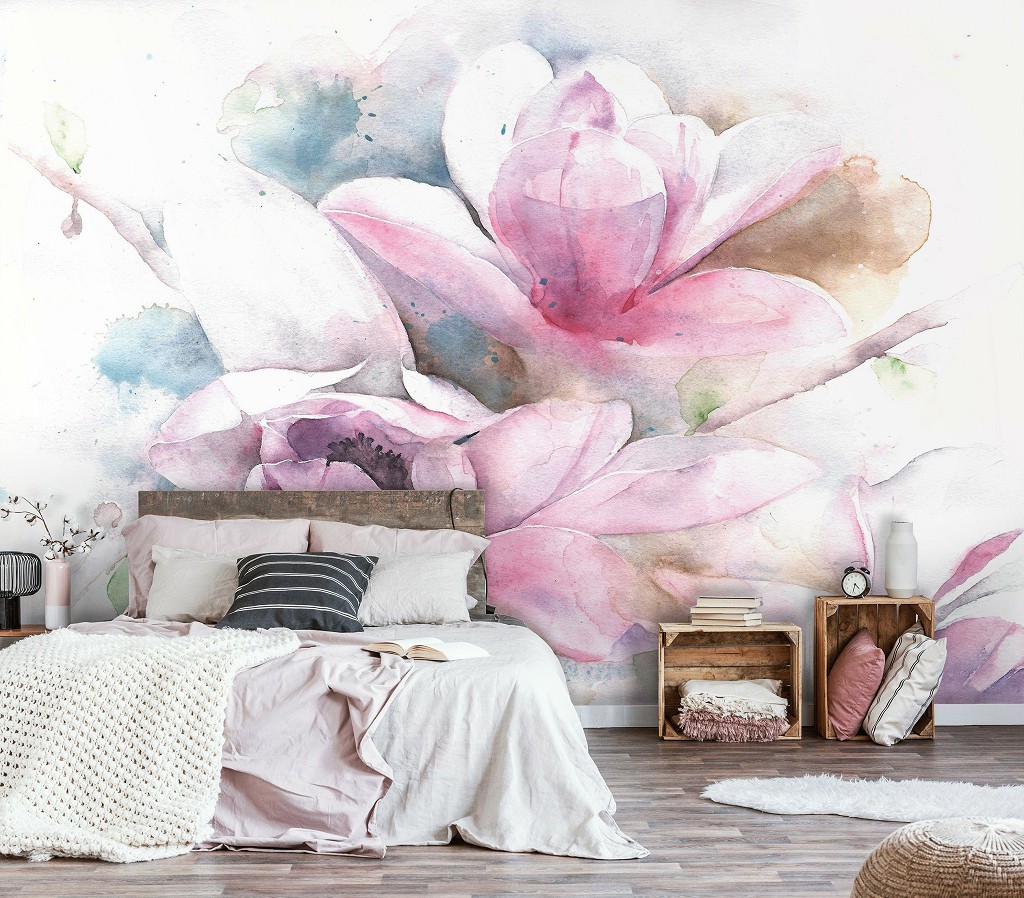 Флізелінові фотошпалери Живопис - Пастельні квіти аквареллю (13008V)+клей