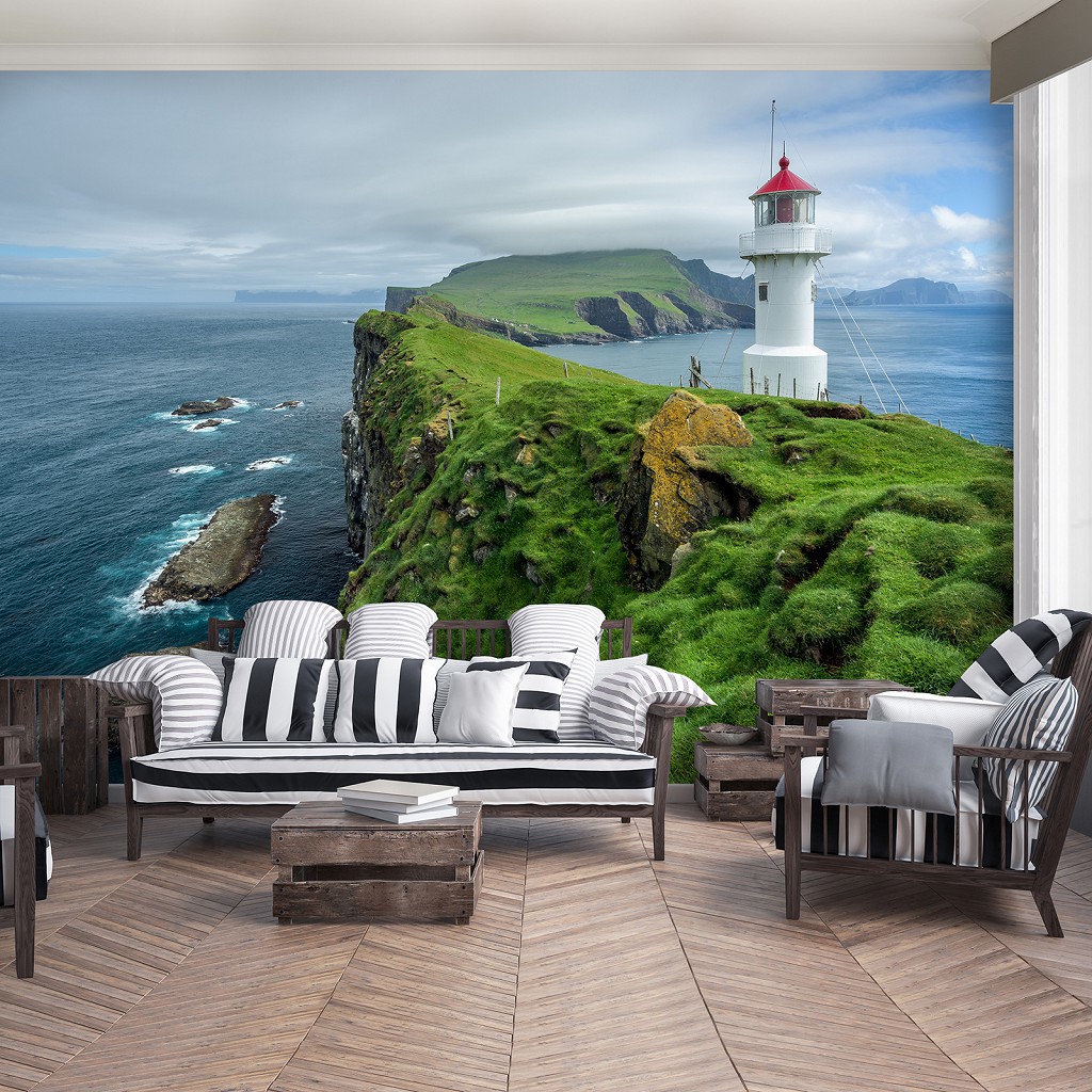 Морський пейзаж флізелінові фотошпалери 368x280 см Маяк на березі (13020V10)+клей