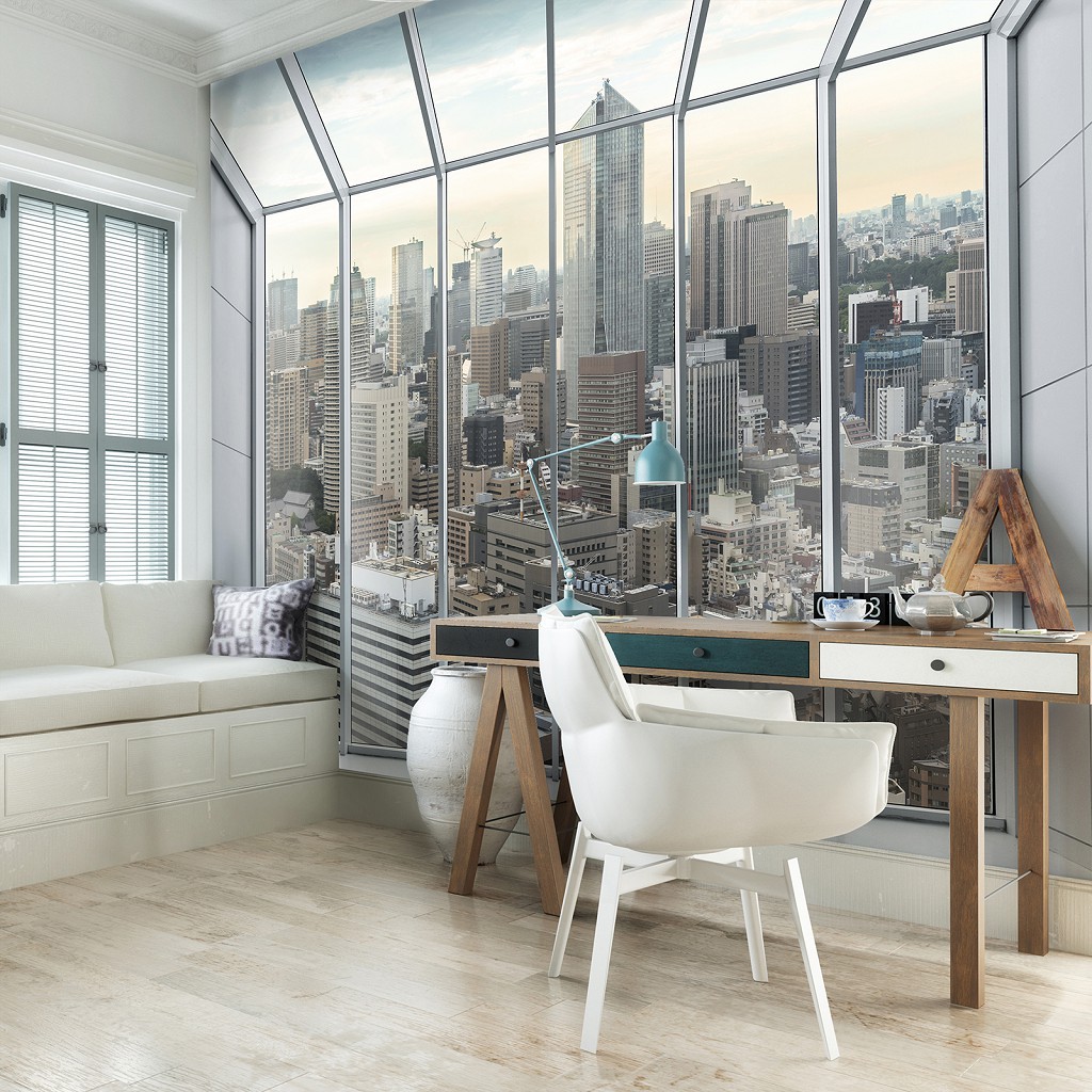 Флизелиновые фотообои город 368х280 см 3D Нью-Йорк - Вид из окна (13021V10)+клей