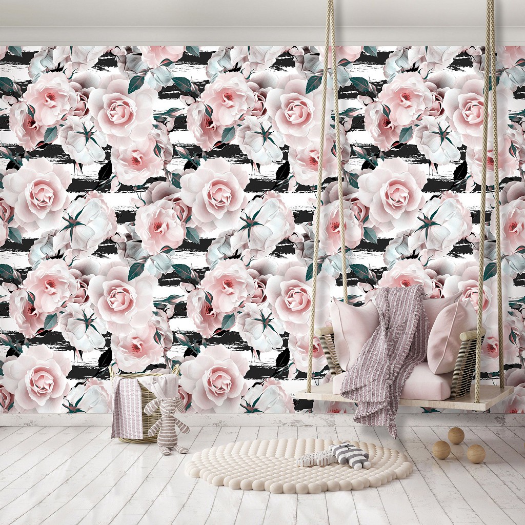 Флизелиновые фотообои красивые цветы Романтика - Светлые пастельные розы (13030V)+клей
