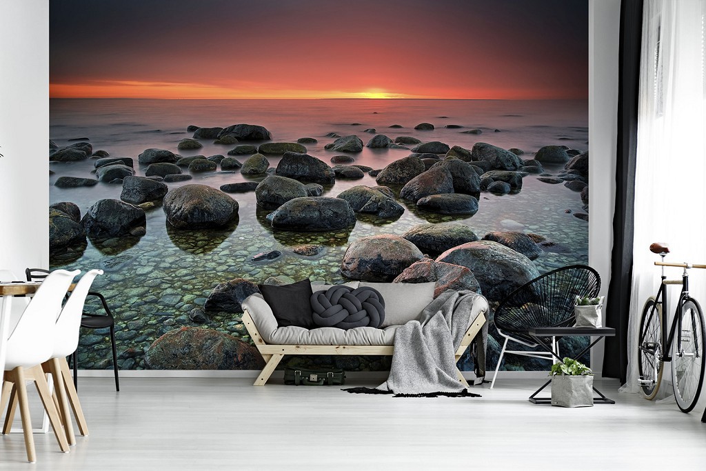 3D Фотообои морской пейзаж 368 x 254 см Камни на воде (13031P8)+клей