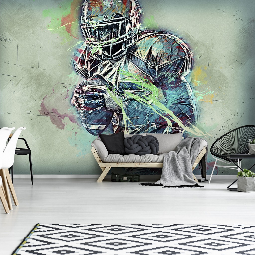 Флізелінові фотошпалери в інтер'єрі дитячі для хлопчиків 312x219 см Спортсмен – гравець в Американський футбол (13140VEXXL) +клей