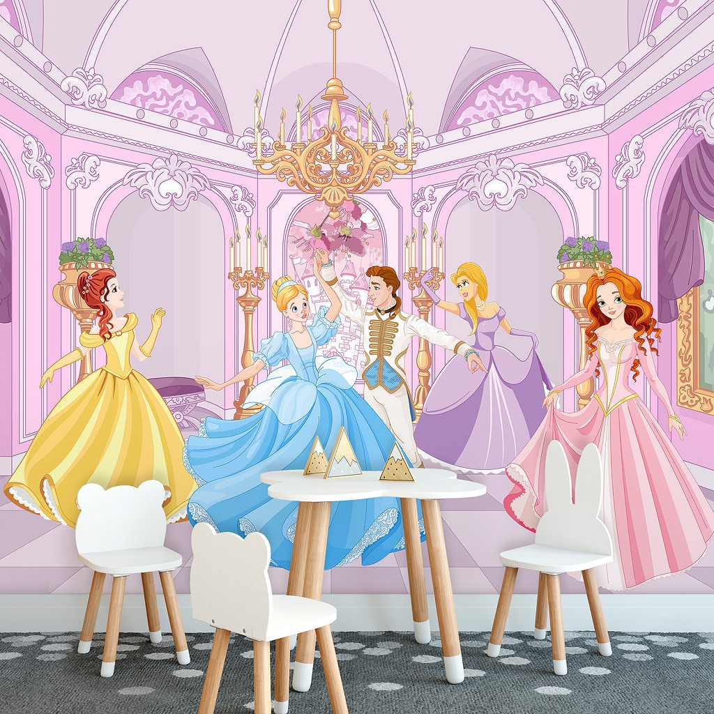 Флизелиновые фото обои 368 x 254 см Для девочек - Принцессы на балу (13237V8)+клей