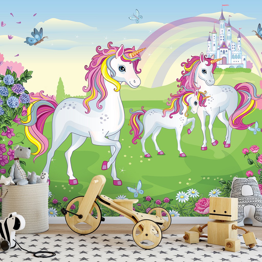 Кони флизелиновые фотообои 416 x 254 см Для девочек - Единороги (13239VEXXXL)+клей