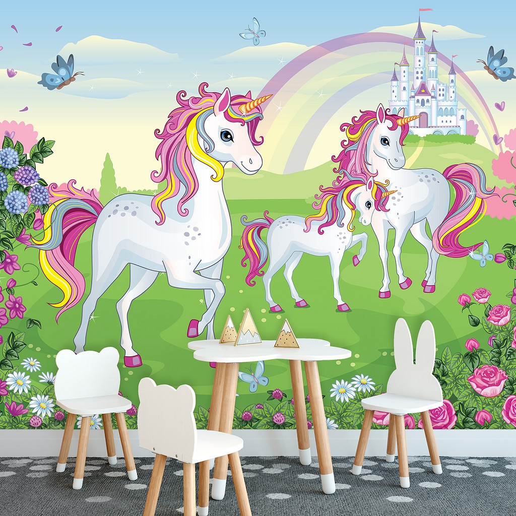 Конь флизелиновые фотообои Для девочек - Единороги (13239V)+клей