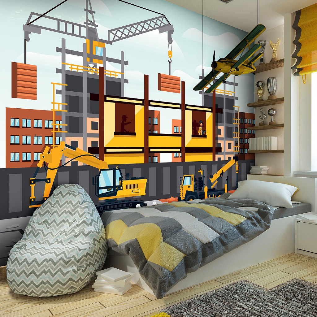 Флізелінові дитячі фотошпалери 416x254 см Будівельний майданчик для хлопчика (13293VEXXXL) +клей