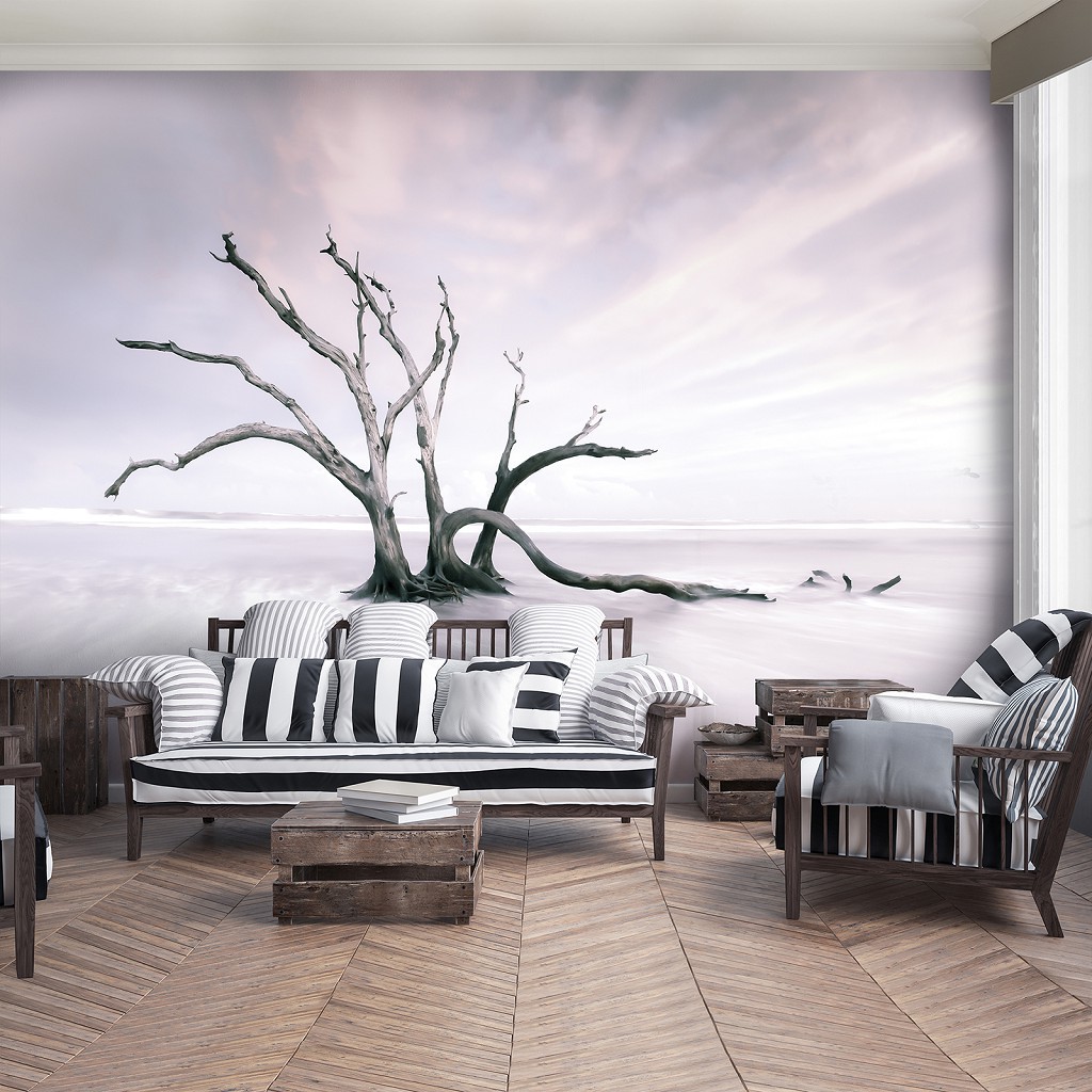 3D Флизелиновые фотообои в интерьере 416 x 254 см Пейзаж - Одинокое дерево пустыни (13310VEXXXL)+клей