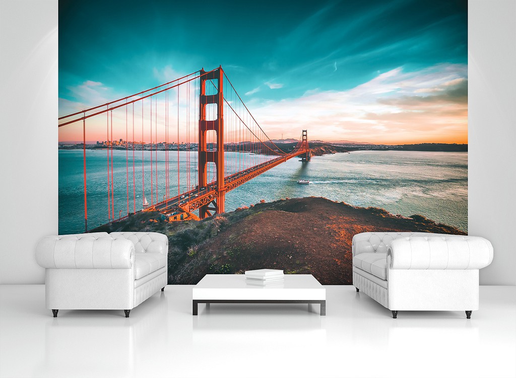 Флізелінові фотошпалери на кухню 3D 416x290 см Міст Золоті Ворота (13314VEXXXXL)+клей