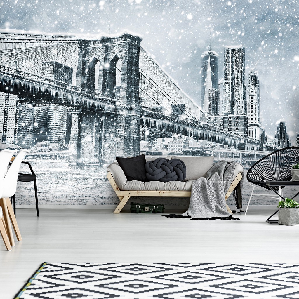 Флизелиновые фото обои с городом 312 x 219 см Зимний Нью-Йорк (13321VEXXL)+клей