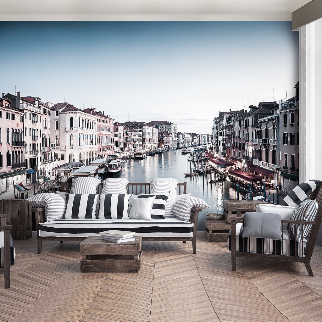 3D Флизелиновые фотообои на всю стену 312 x 219 см Город - Центральная улица Венеции (13329VEXXL)+клей