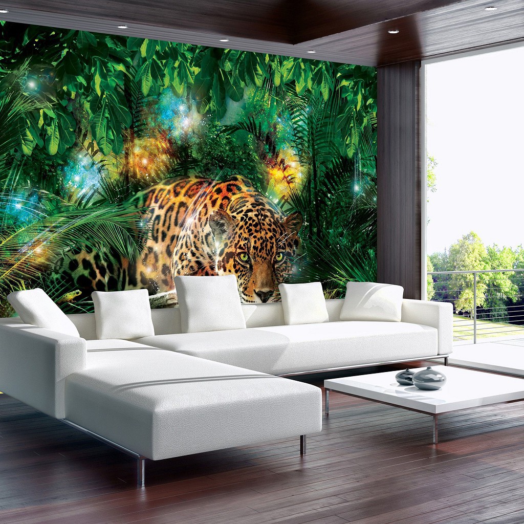 Флизелиновые фотообои 3D Животные Кошки Природа 368x254 см Ягуар в джунглях (1333V8)+клей