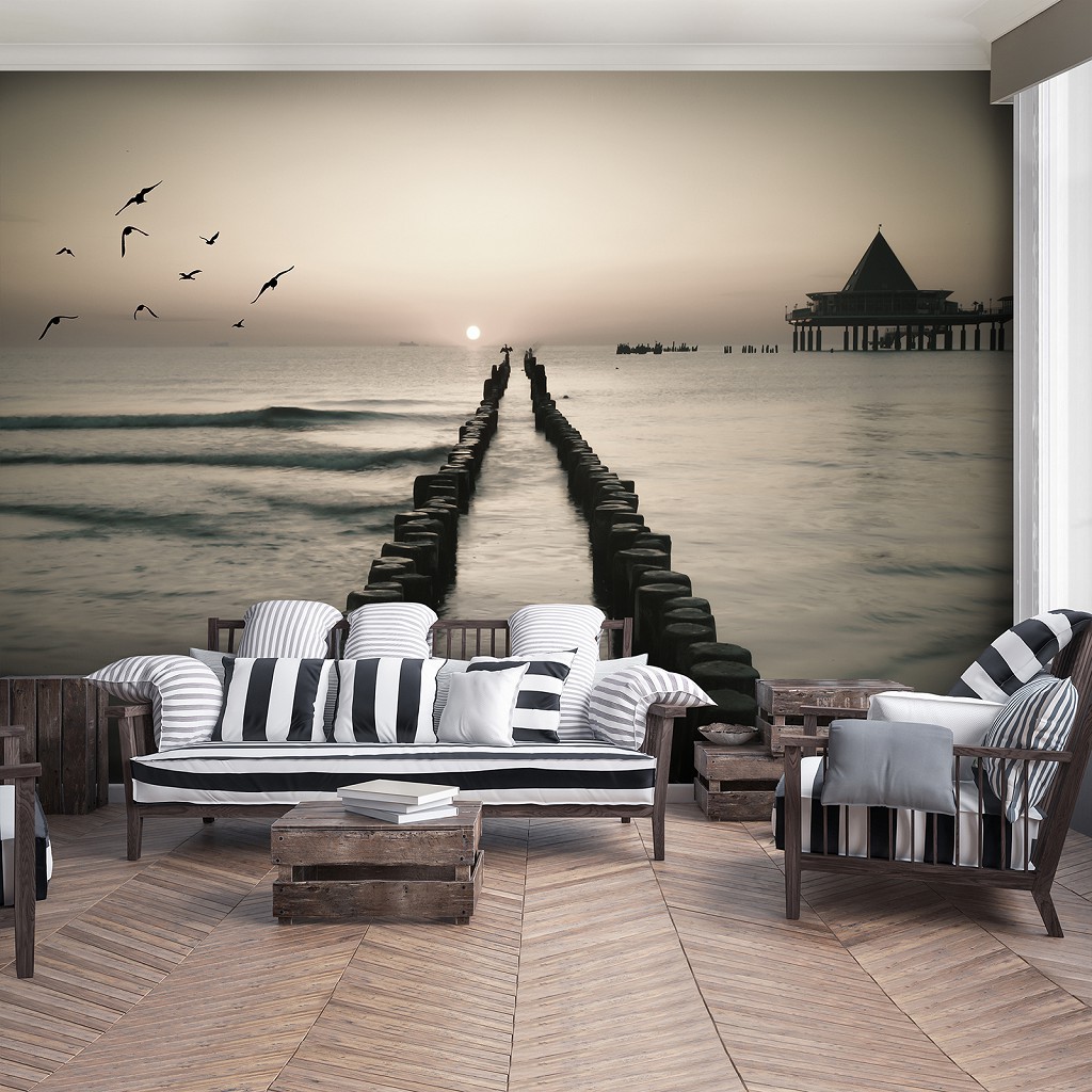 Флізелінові 3D фотошпалери в інтер'єрі 416x254 см Море - Дорога до океану (13350VEXXXL)+клей