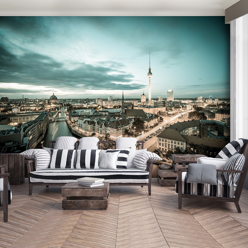 Флизелиновые фотообои 3D 368 x 280 см Город - Ранее утро в Берлине (13358V10)+клей