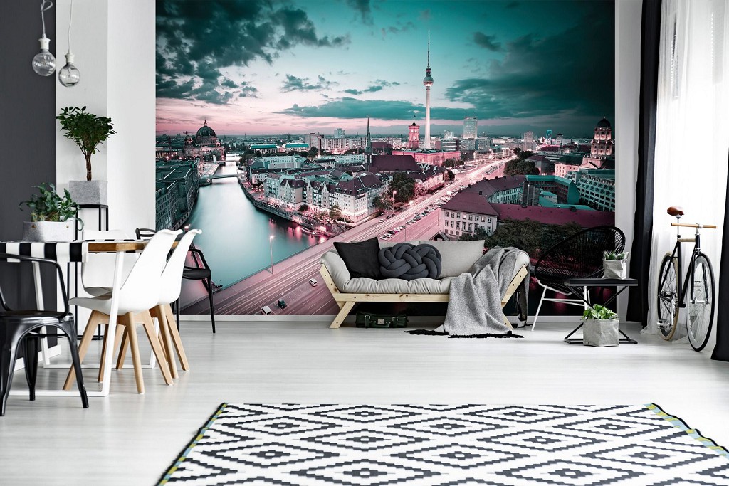 3D Флизелиновые фотообои фото 416 x 254 см Город Берлин - Мост и Телебашня (13359VEXXXL)+клей
