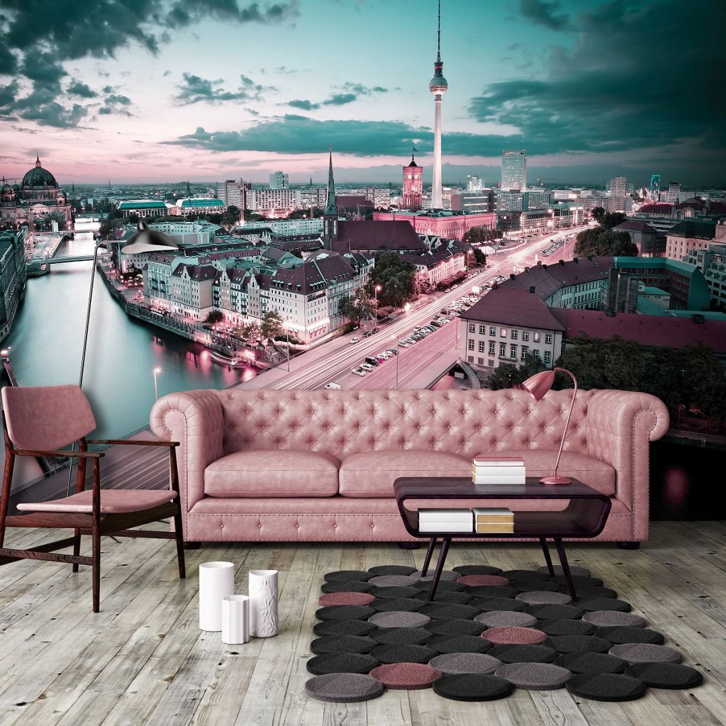 3D Флизелиновые фотообои 416 x 290 см Город Берлин - Мост и Телебашня (13359VEXXXXL)+клей