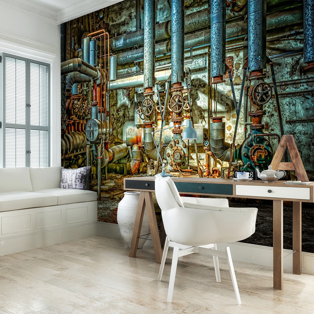 Ретро флизелиновые фотообои на стену 3D 416 x 290 см Историческая - Старая фабрика (13363VEXXXXL)+клей