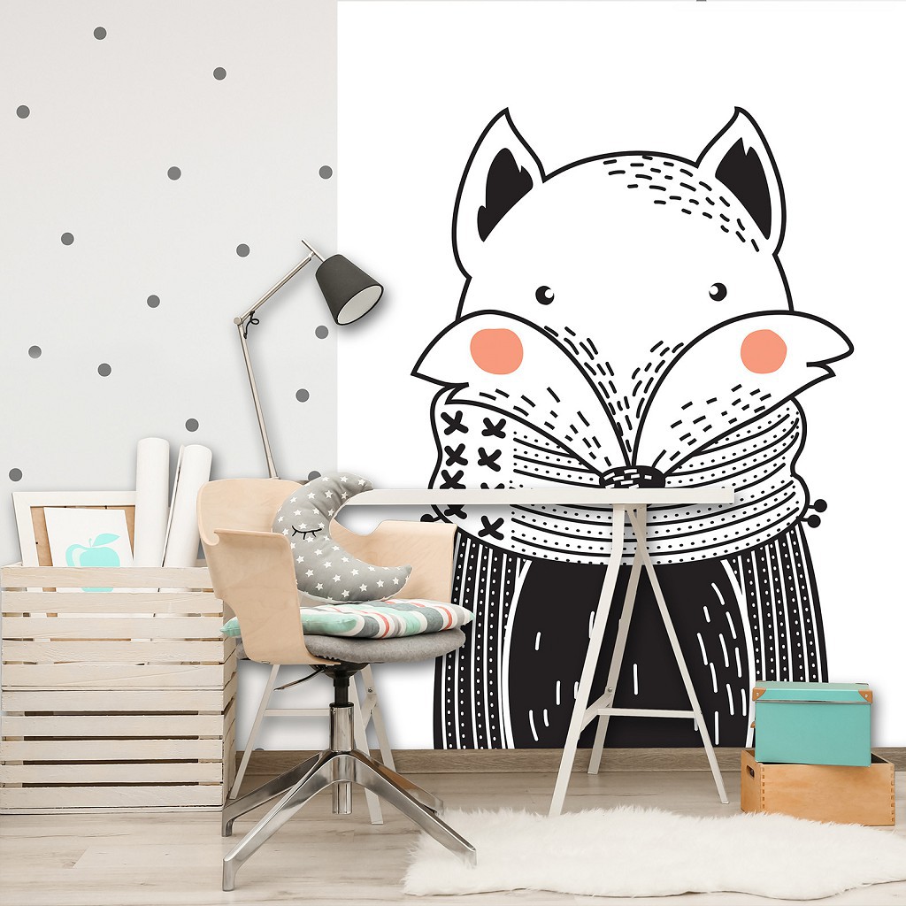 Флізелінові фото шпалери в дитячу кімнату 206x275 см Лисичка в хустці (13385VEA)+клей