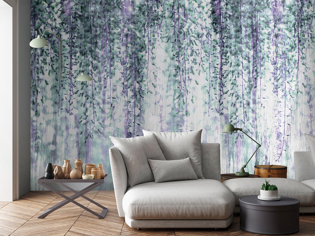 Флізелінові фотошпалери на стіну Квіти Гліцинії (13521V)+клей