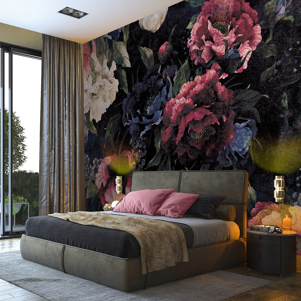 Флізелінові фотошпалери на стіні 416x290 см Квіти вінтаж (13534VEXXXXL) +клей