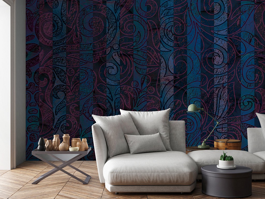 Флизелиновые фотообои с узорами 416x254 см Орнамент в темную полоску (13540VEXXXL) +клей