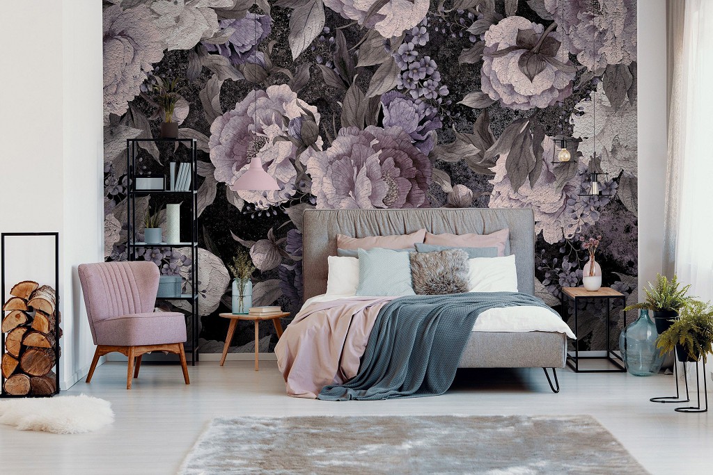 Флізелінові фотошпалери до зали 416x290 см Старовинні великі квіти (13546VEXXXXL) +клей