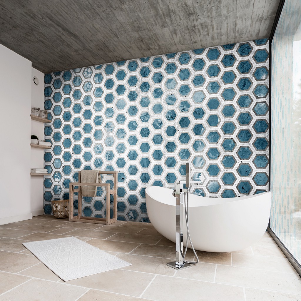 Флизелиновые фотообои соты 460x300 см Шестиугольники в холодных тонах (13553V12) +клей