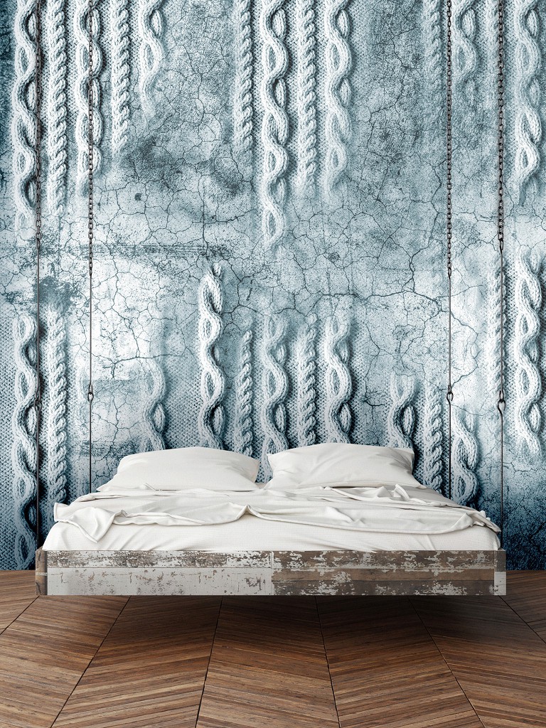 Флизелиновые фотообои в коридор 520x318 см плетение по бетону - синий (13566VEXXXXXL) +клей