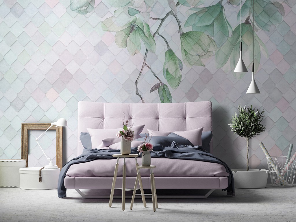 Флизелиновые фото обои цветы 254 x 184 см Магнолии тянутся вниз (13568V4)+клей