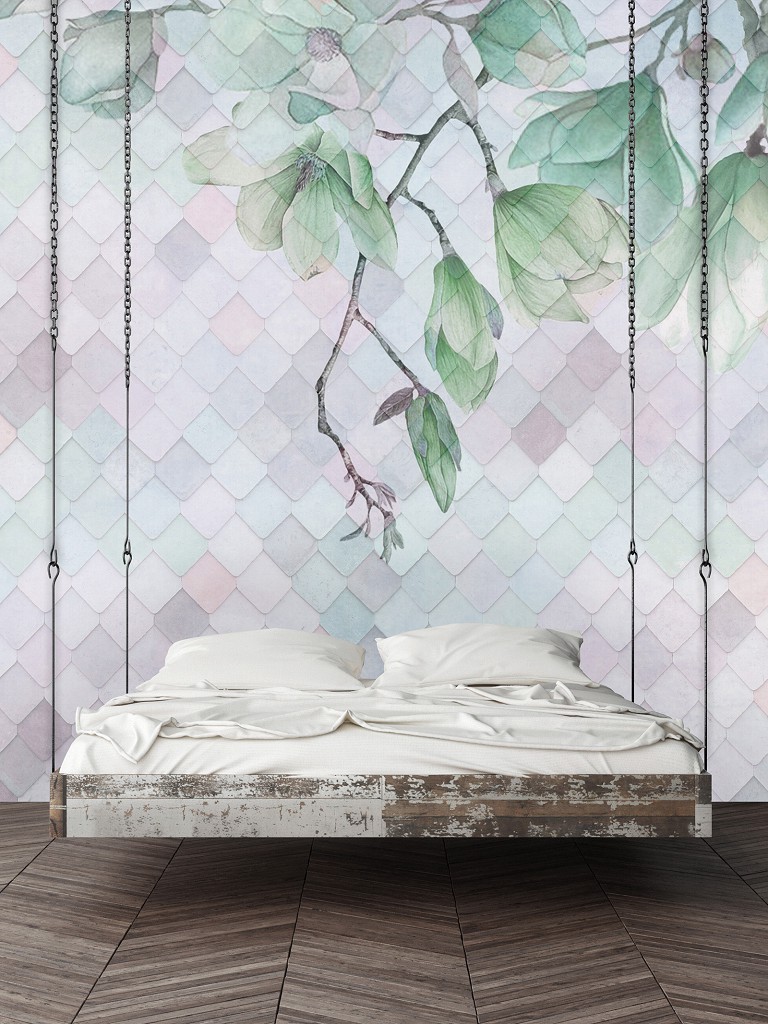 Готові флізелінові фотошпалери 368x254 см Квіти - Магнолії тягнуться вниз (13568V8)+клей