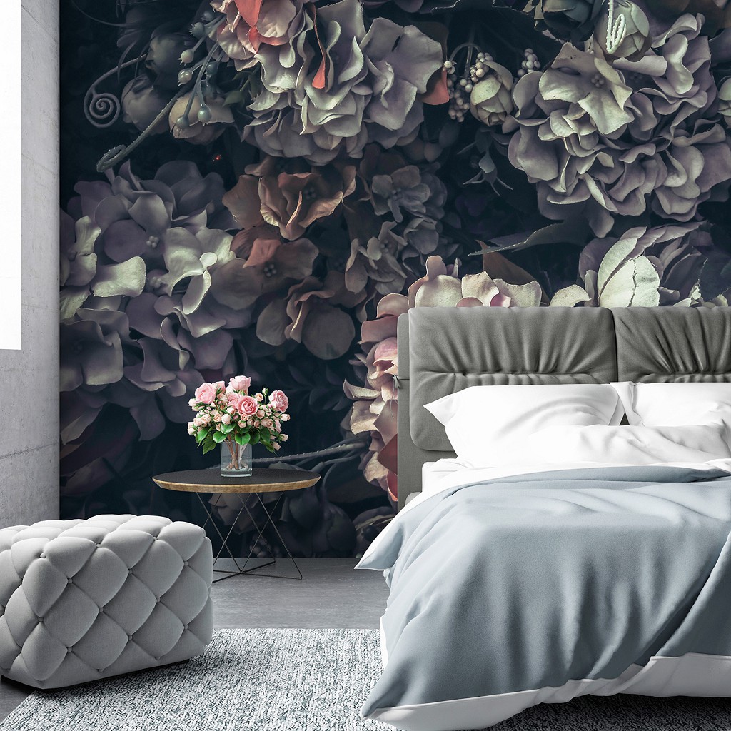 Флізелінові 3D фотошпалери для спальні 520x318 см Вінтажні квіти (13571VEXXXXXL)+клей