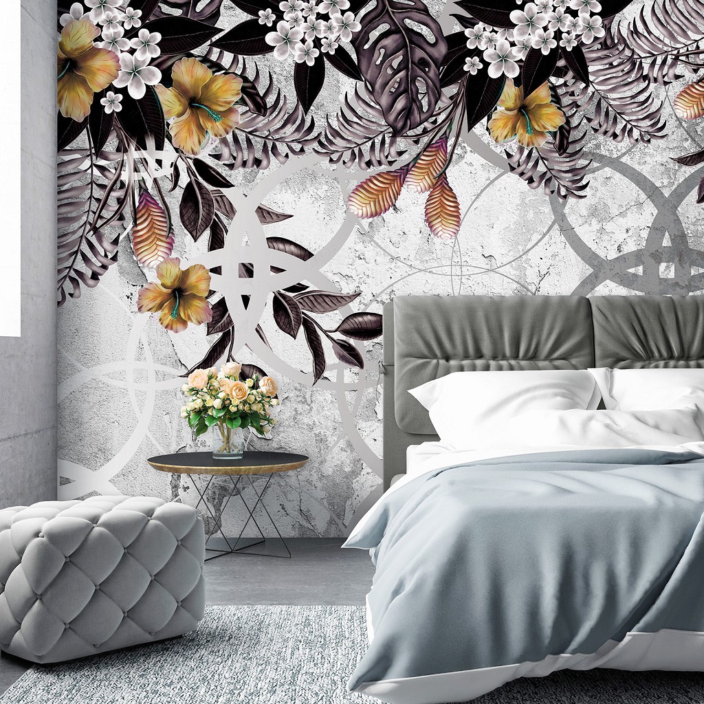 Флизелиновые фотообои 416x290 см Орнаменты Цветы арт-декор Структура (13581VEXXXXL) +клей