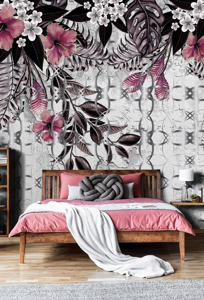 Флизелиновые фотообои 416x254 см Цветы и Листья Орнаменты арт-декор Структура (13582VEXXXL) +клей