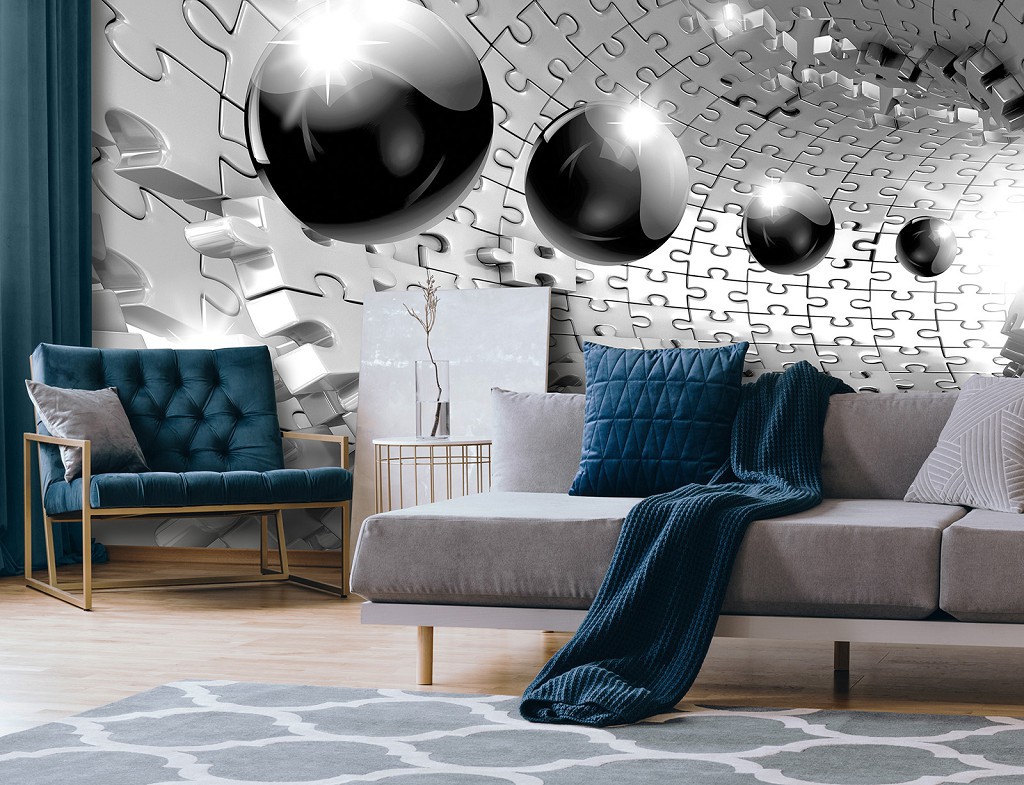 3d флизелиновые фотообои 520 x 318 см Абстракция - Серые шары в тоннеле (13595VEXXXXXL)+клей