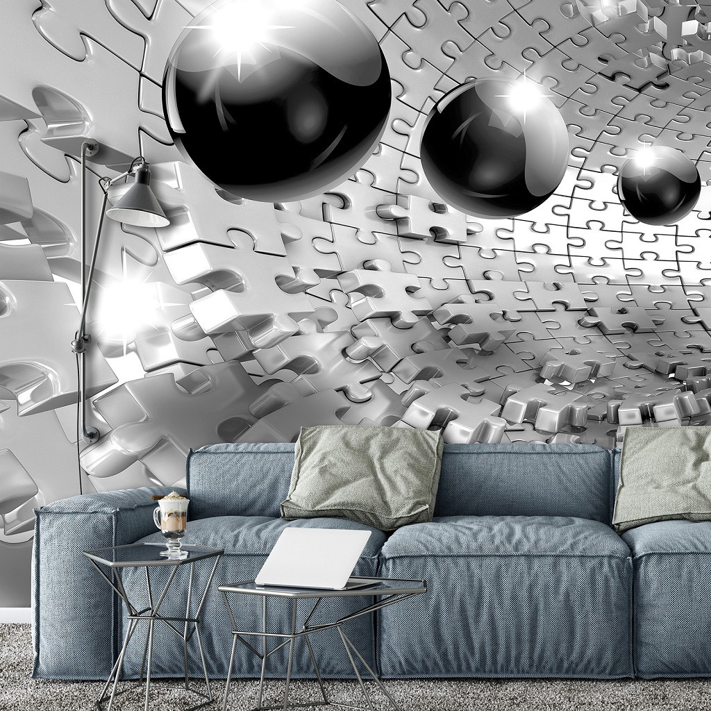 Зд флизелиновые фотообои 416 x 254 см Абстракция - Серые шары в тоннеле (13595VEXXXL)+клей