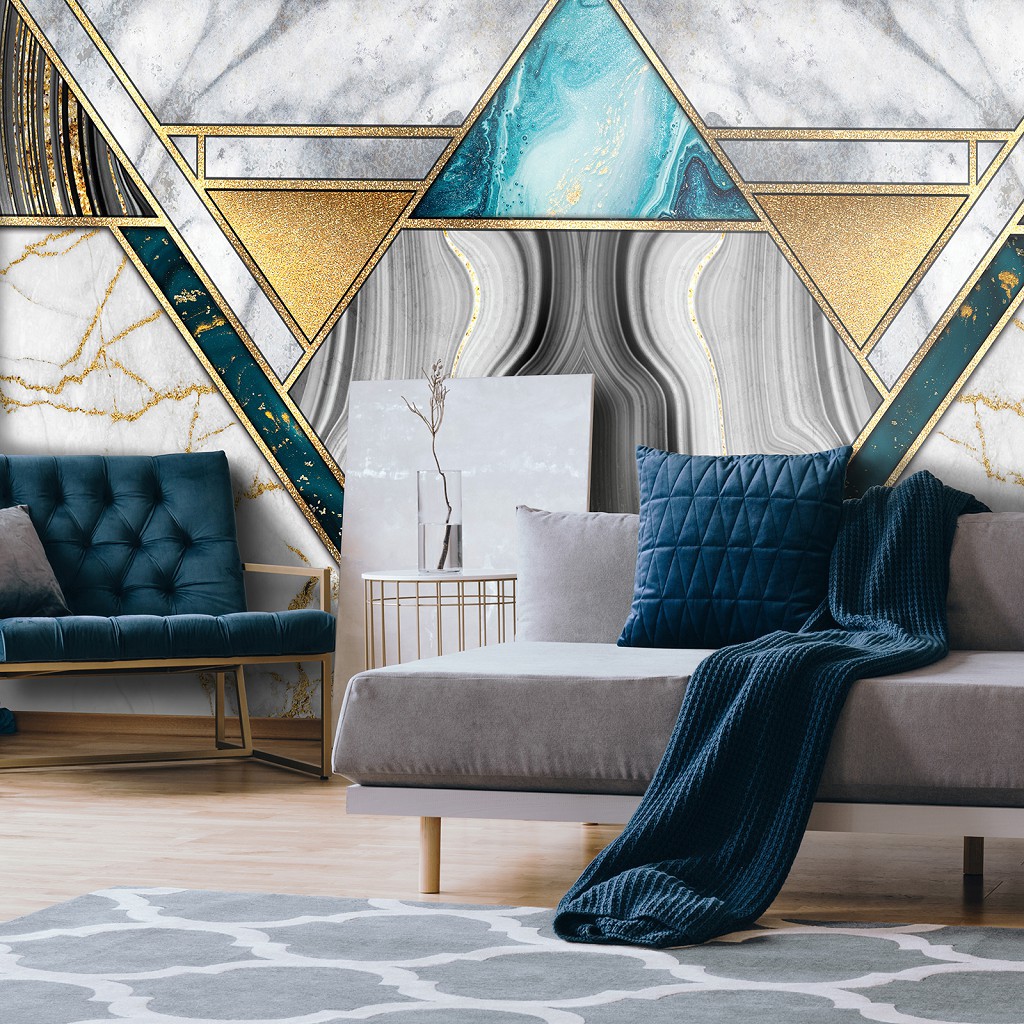 Флізелінові фото шпалери абстракція 254x184 см мотив що переливається на мармурі (13612V4)+клей