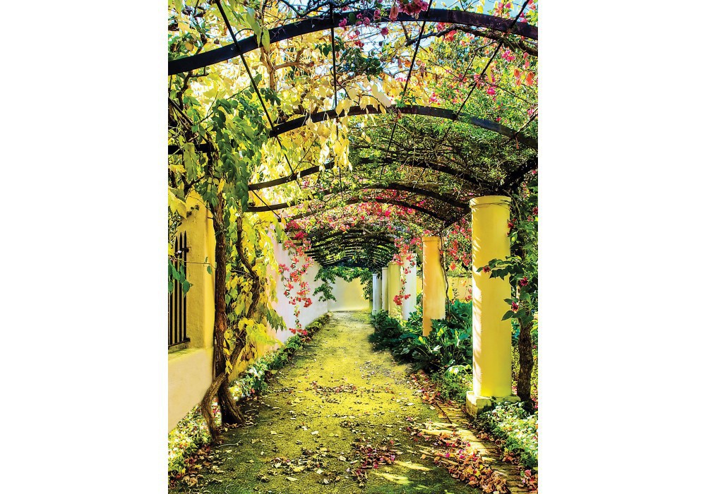 Флизелиновые фотообои в гостиную природа 184x254 см 3D Аллея - Цветочная арка (136V4A)+клей