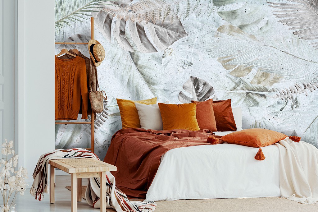 Флизелиновые фотообои природа 312 x 219 см Цветы - листья на старой бумаге (13703VEXXL)+клей