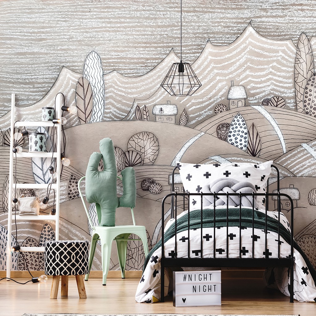 Флизелиновые фотообои 368 x 280 см Детские - Нарисованные холмики (13715V10)+клей