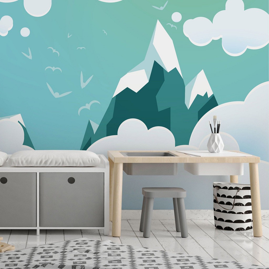 Флизелиновые фото обои детские 254x184 см Горы в облаках (13733V4)+клей