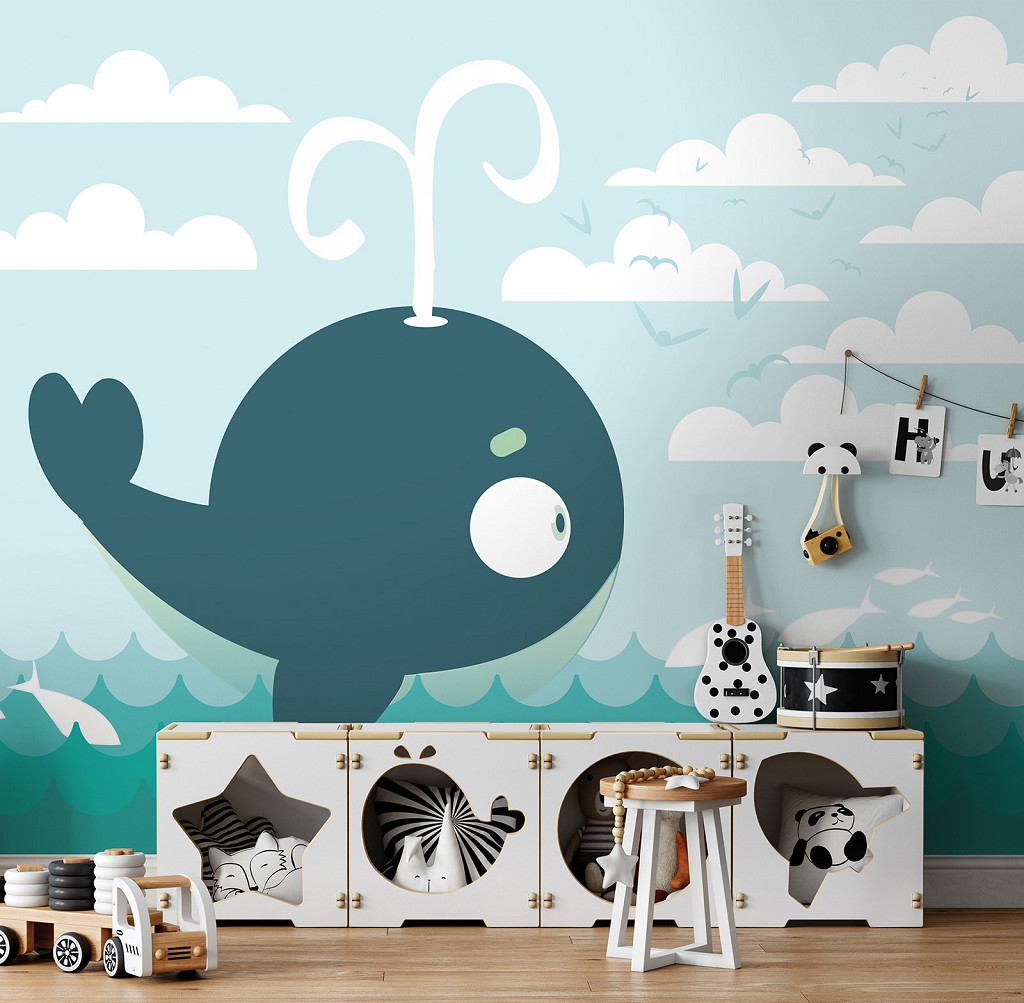 Флизелиновые фотообои в комнату девочке 312 x 219 см Детские - Милый китенок (13742VEXXL)+клей