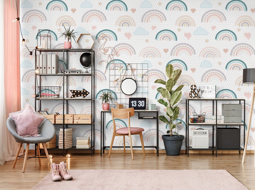 Флізелінові фотошпалери хмари 520x318 см Дитячі - Веселки (13758VEXXXXXL)+клей