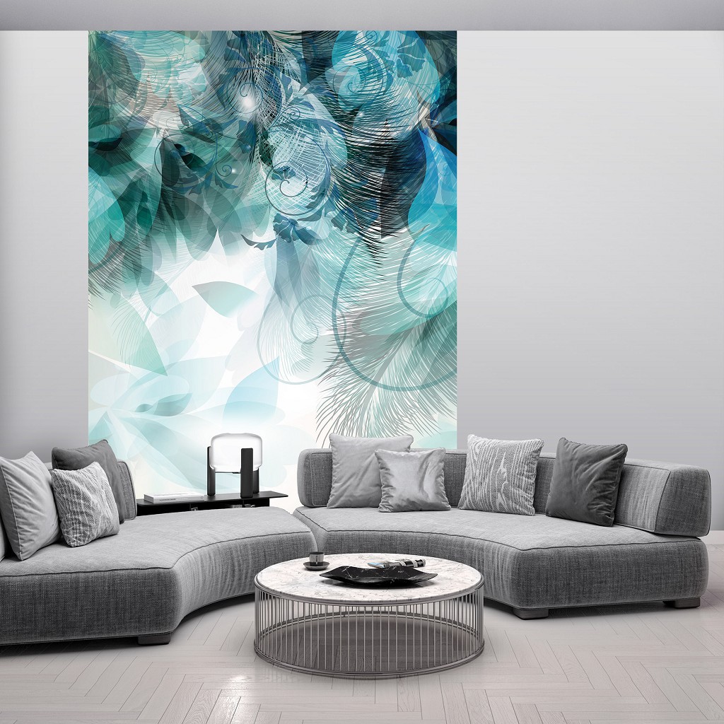 Фотообои флизелиновые 184 x 254 см Цветы - Бирюзовые листья (13767V4A)+клей
